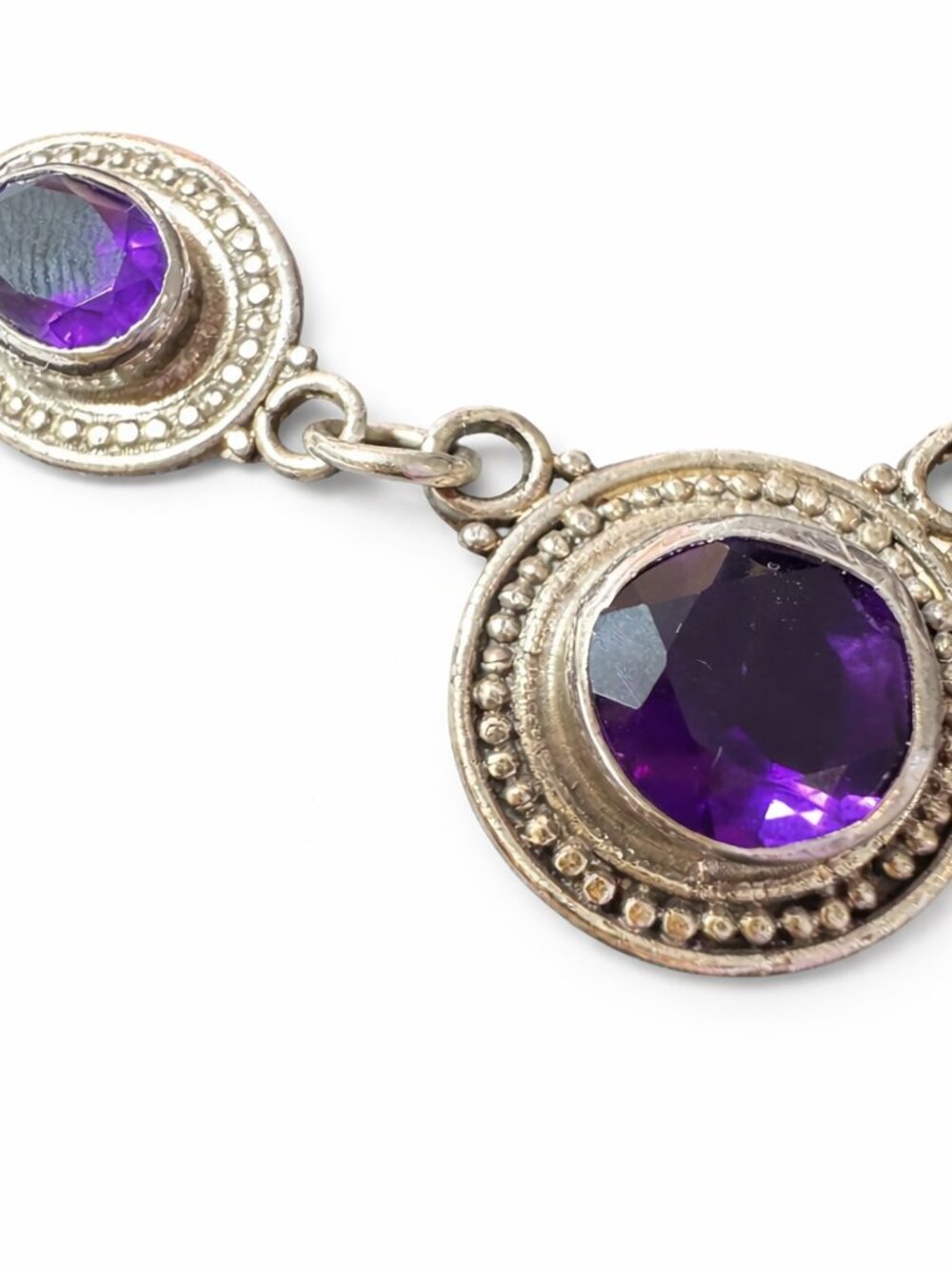 Bali Amethyst Sterling Silver Statement Necklace 24”